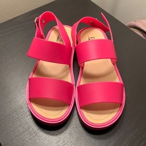pink sandals! worn once, cute but my feet are too wide!